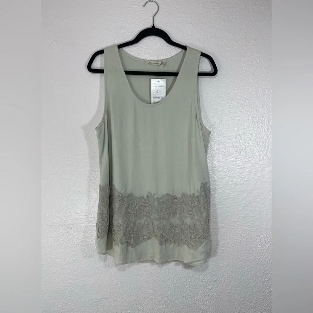 Soft Surroundings Emmaline Beaded Tunic Tank Top in Beige Green Sea Mist Size M
